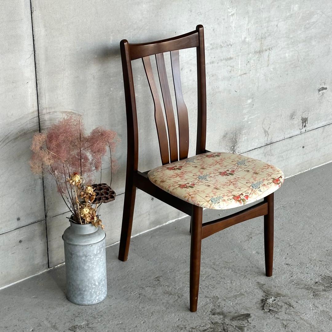 ✿80s✿ コイズミ ダイニングチェア 花柄座面木製 昭和レトロ ヴィンテージ
