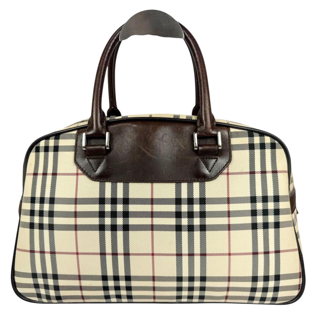 Burberry ミニボストンバッグ ロゴプレート キャンバス ノバチェック