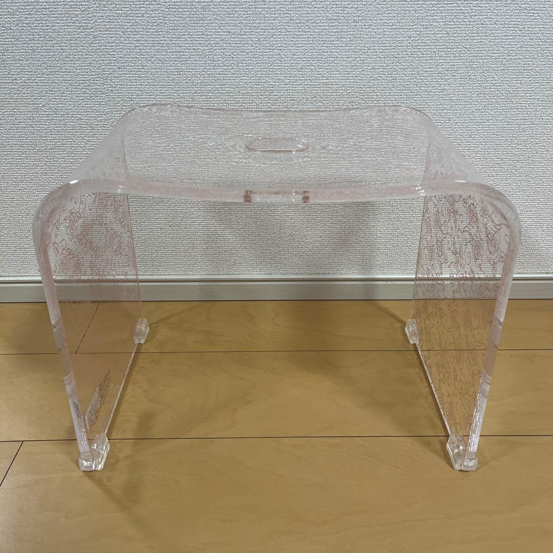 新品◎ アクリル　バスチェア　クリアローズ　L センコー　お風呂　椅子　ピンク