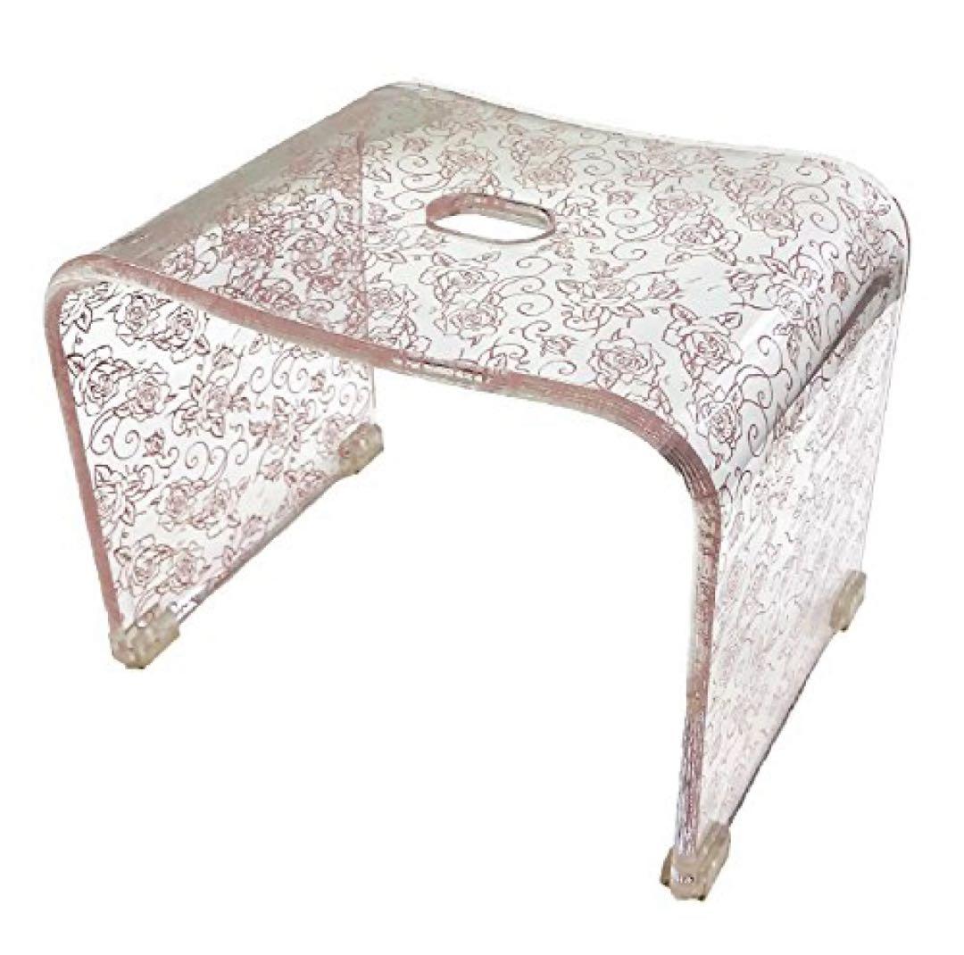 新品◎ アクリル　バスチェア　クリアローズ　L センコー　お風呂　椅子　ピンク