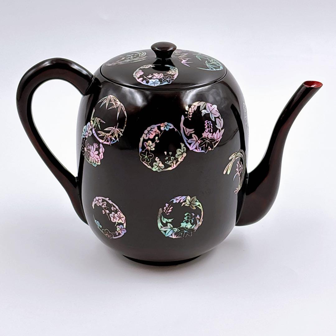 無形文化財13號 杏寸漆芸 人間文化財 李義植 丸紋螺鈿細工 水注 水次 茶器