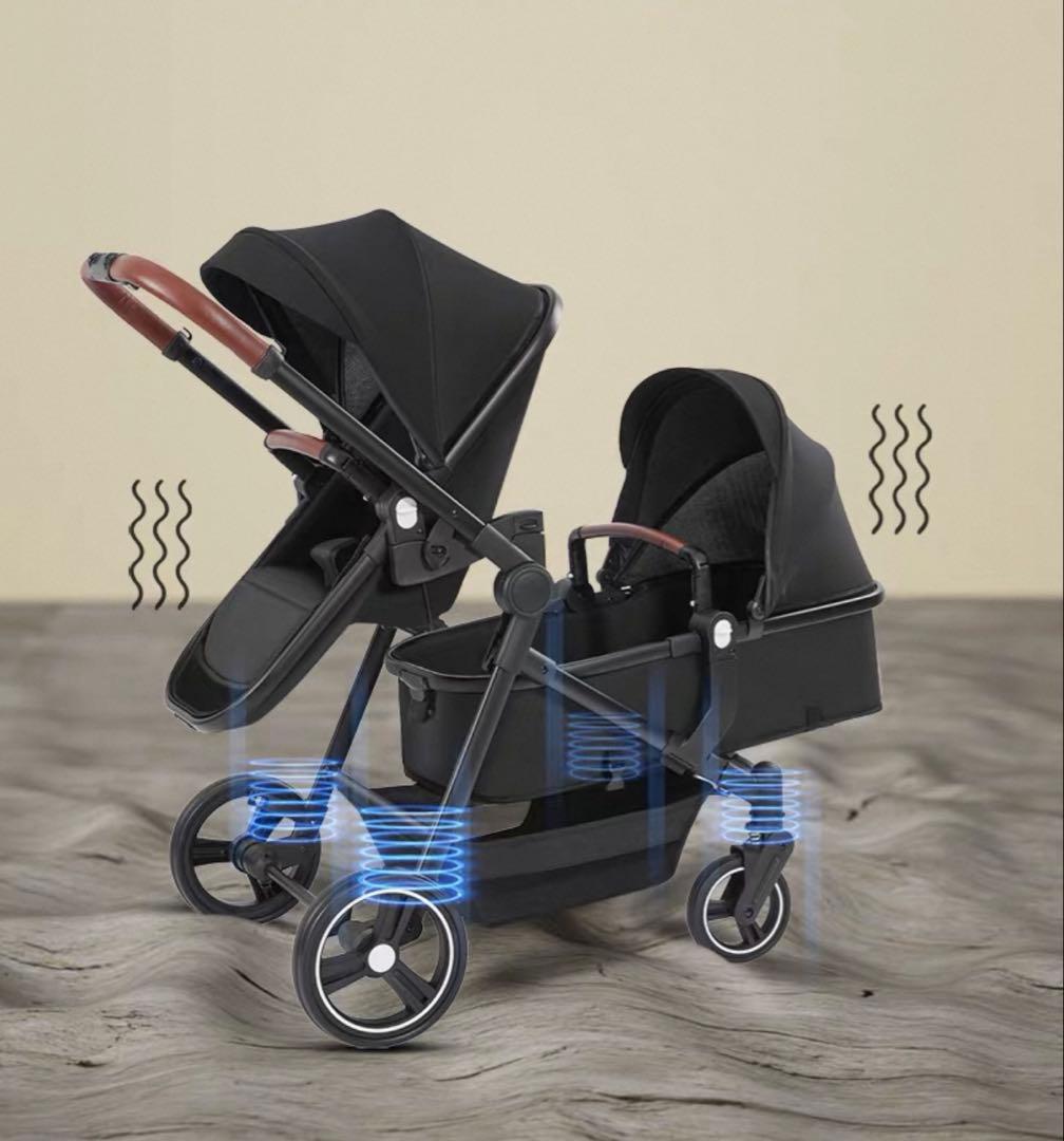 2人乗りベビーカー　双子　兄弟　安定性　ベビーカー　おまけ付きで発送　送料無料