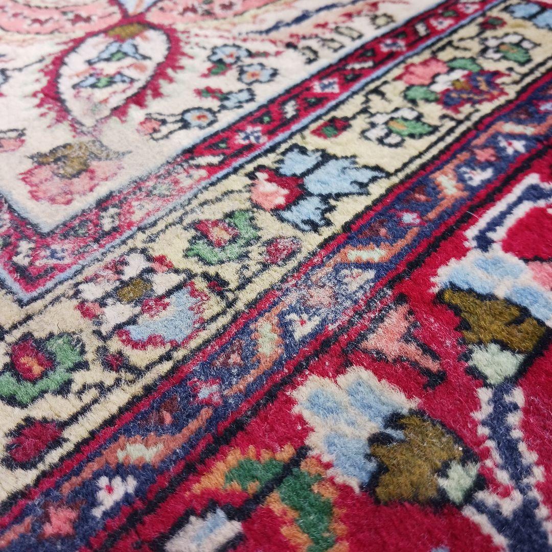 Y3286 トルコ絨毯 上質ウール 手織り 大判 216×296㎝ 小花柄