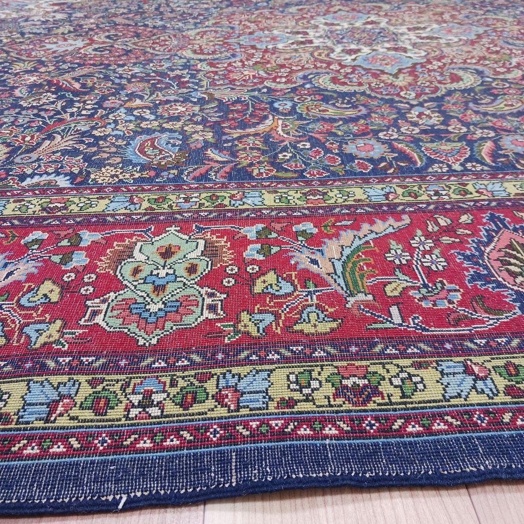 Y3286 トルコ絨毯 上質ウール 手織り 大判 216×296㎝ 小花柄