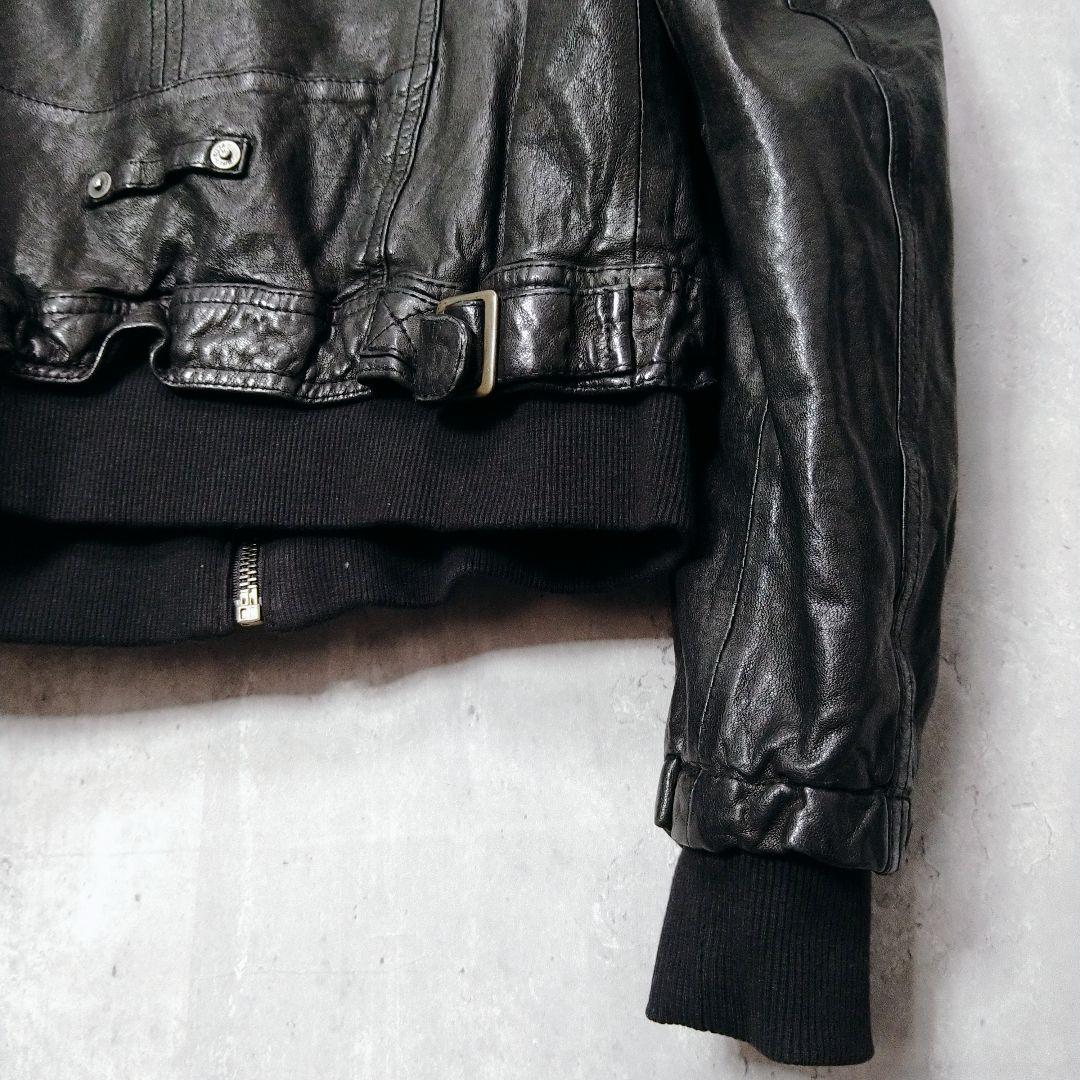 y2k 00s archive フード付き リアルレザー ジャケット 平成ギャル