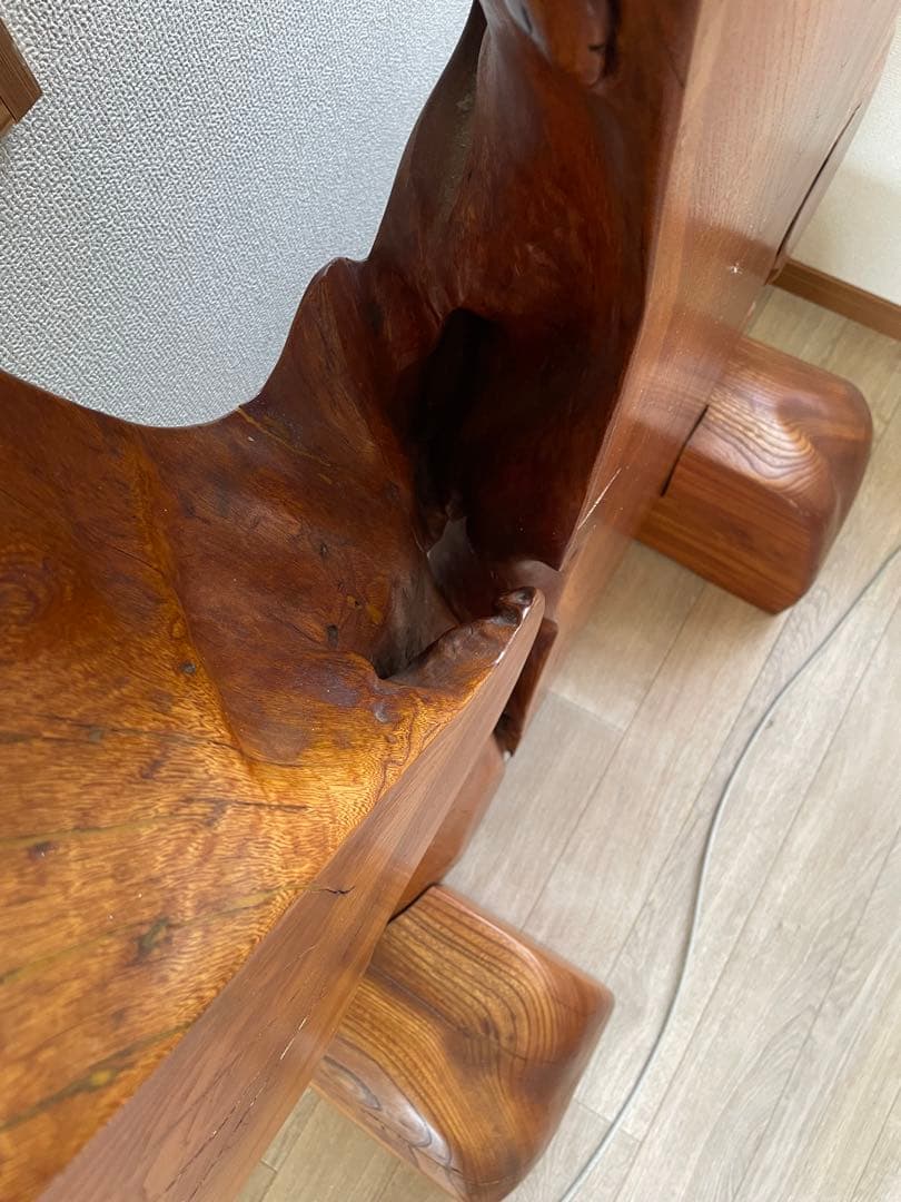 【美品】木工　工芸品　一枚板衝立 一枚板 天然木 衝立 間仕切り 木彫り 彫刻