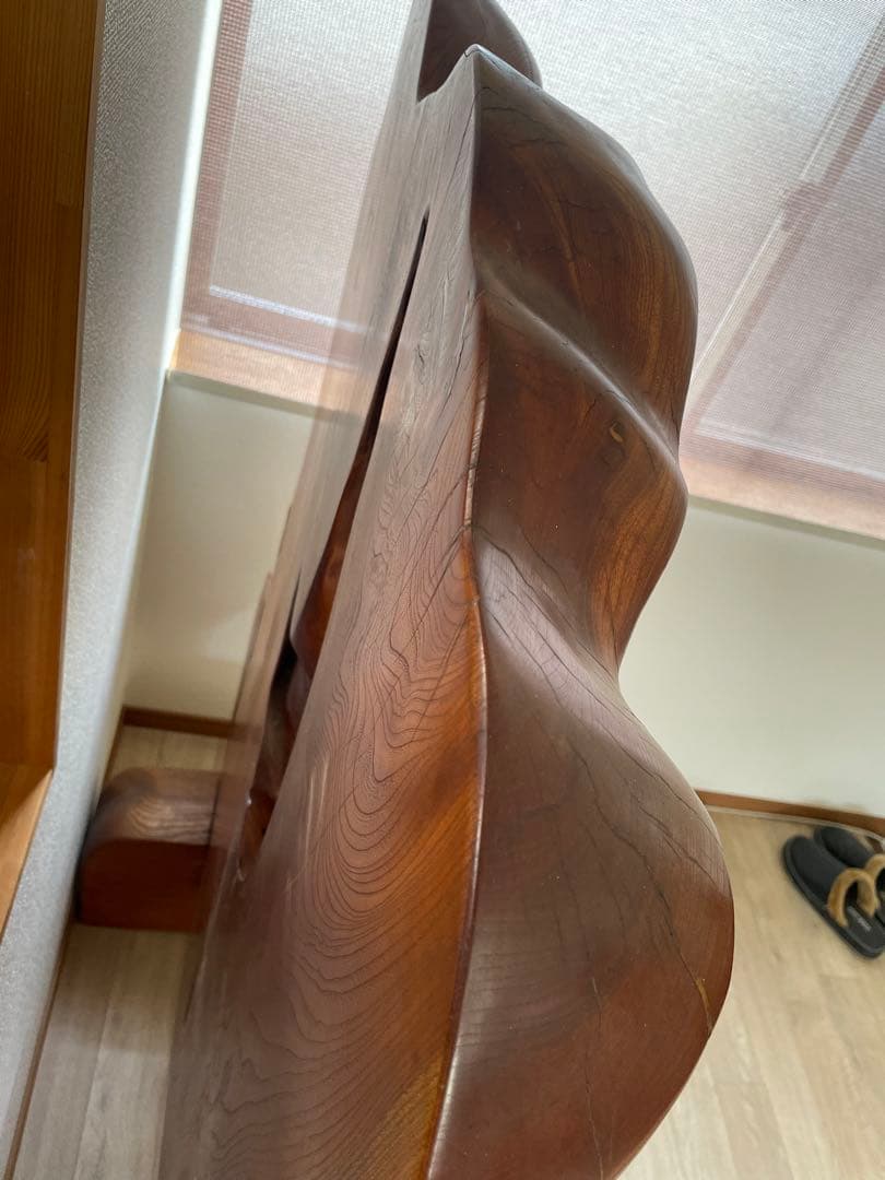 【美品】木工　工芸品　一枚板衝立 一枚板 天然木 衝立 間仕切り 木彫り 彫刻