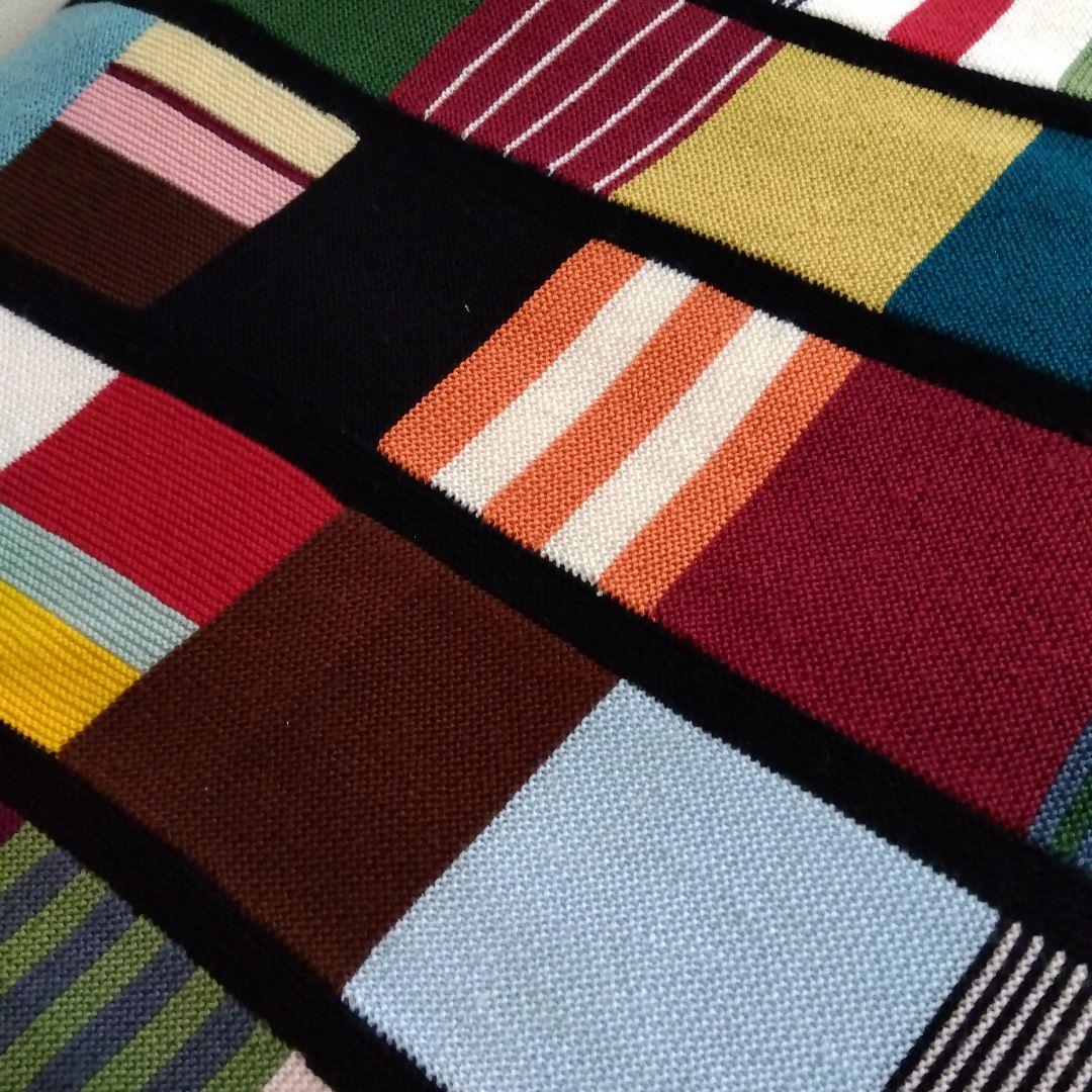 モチーフ編みブランケット　マルチカバー　棒針編み