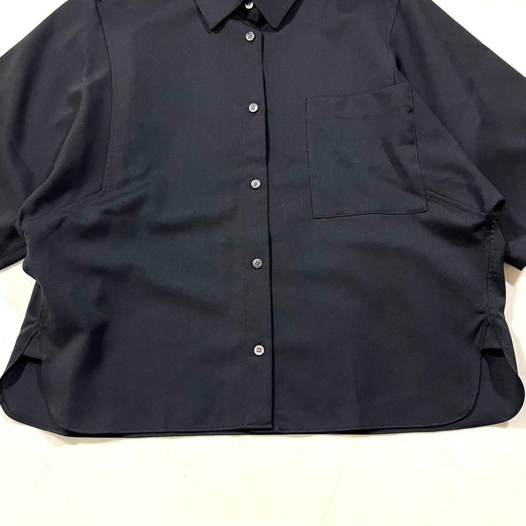 ebure エブール ポリウールツイル ブラウス 半袖シャツ 黒 2023年製