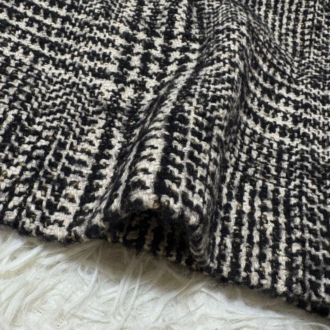 【美品】anuans ウールチェックツイードオールインワン ブラック　M