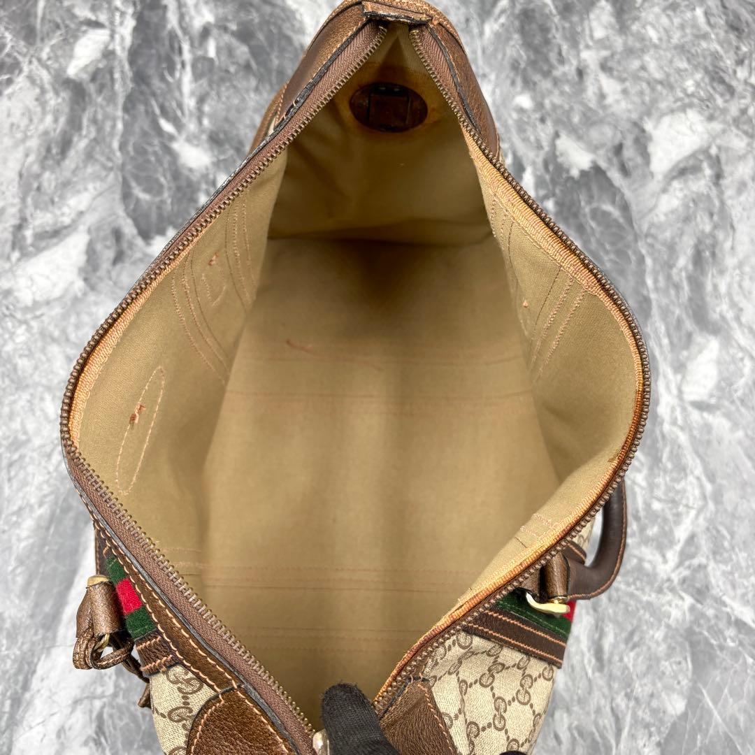 ✨美品✨GUCCI シェリーライン GG レザー ボストンバッグ ブラウン