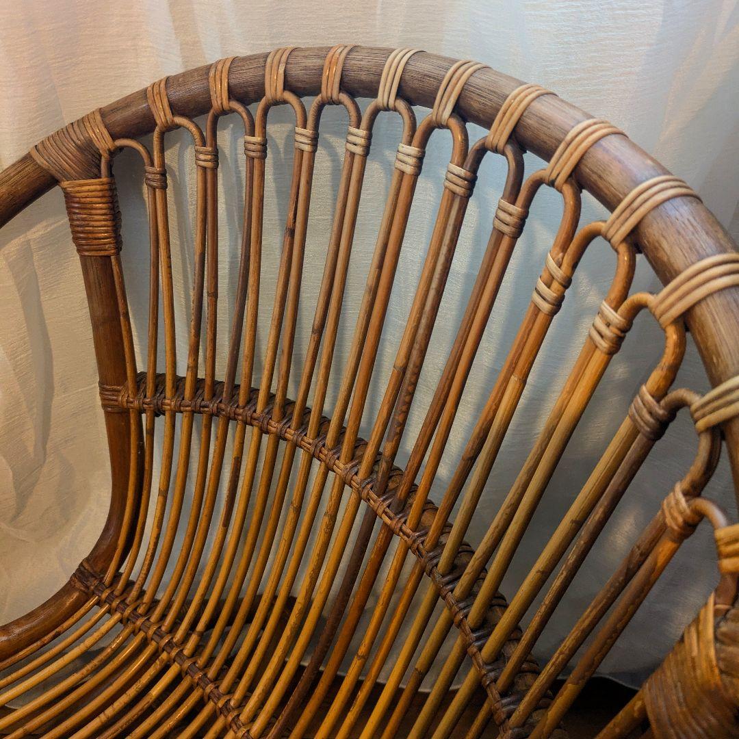 ラタンチェア　ラウンジチェア　籐家具　ビンテージチェア 　古道具　送料込