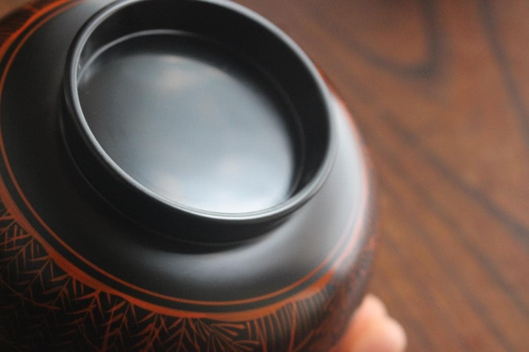 デッドストック！上質黒漆に極上秀衡蒔絵の映えるお椀2点（検山中塗