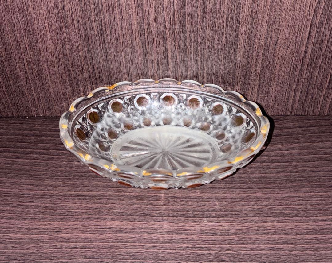 バカラ　ディアマンピエーリー　ワインレッド装飾　小皿　物入れ　オールドバカラ