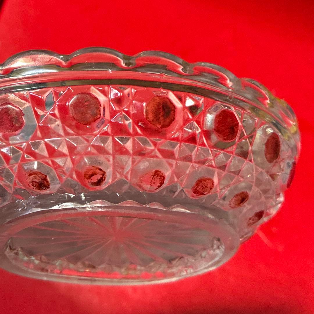 バカラ　ディアマンピエーリー　ワインレッド装飾　小皿　物入れ　オールドバカラ