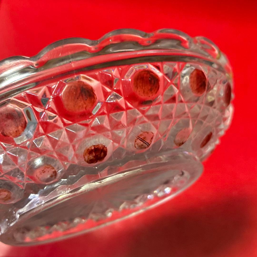 バカラ　ディアマンピエーリー　ワインレッド装飾　小皿　物入れ　オールドバカラ