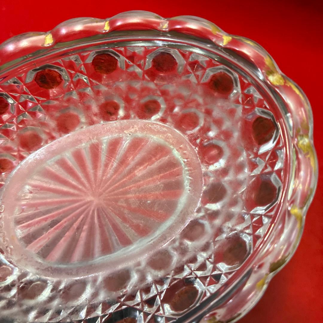 バカラ　ディアマンピエーリー　ワインレッド装飾　小皿　物入れ　オールドバカラ