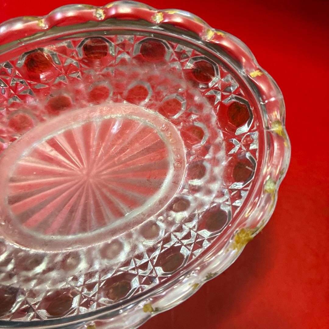 バカラ　ディアマンピエーリー　ワインレッド装飾　小皿　物入れ　オールドバカラ