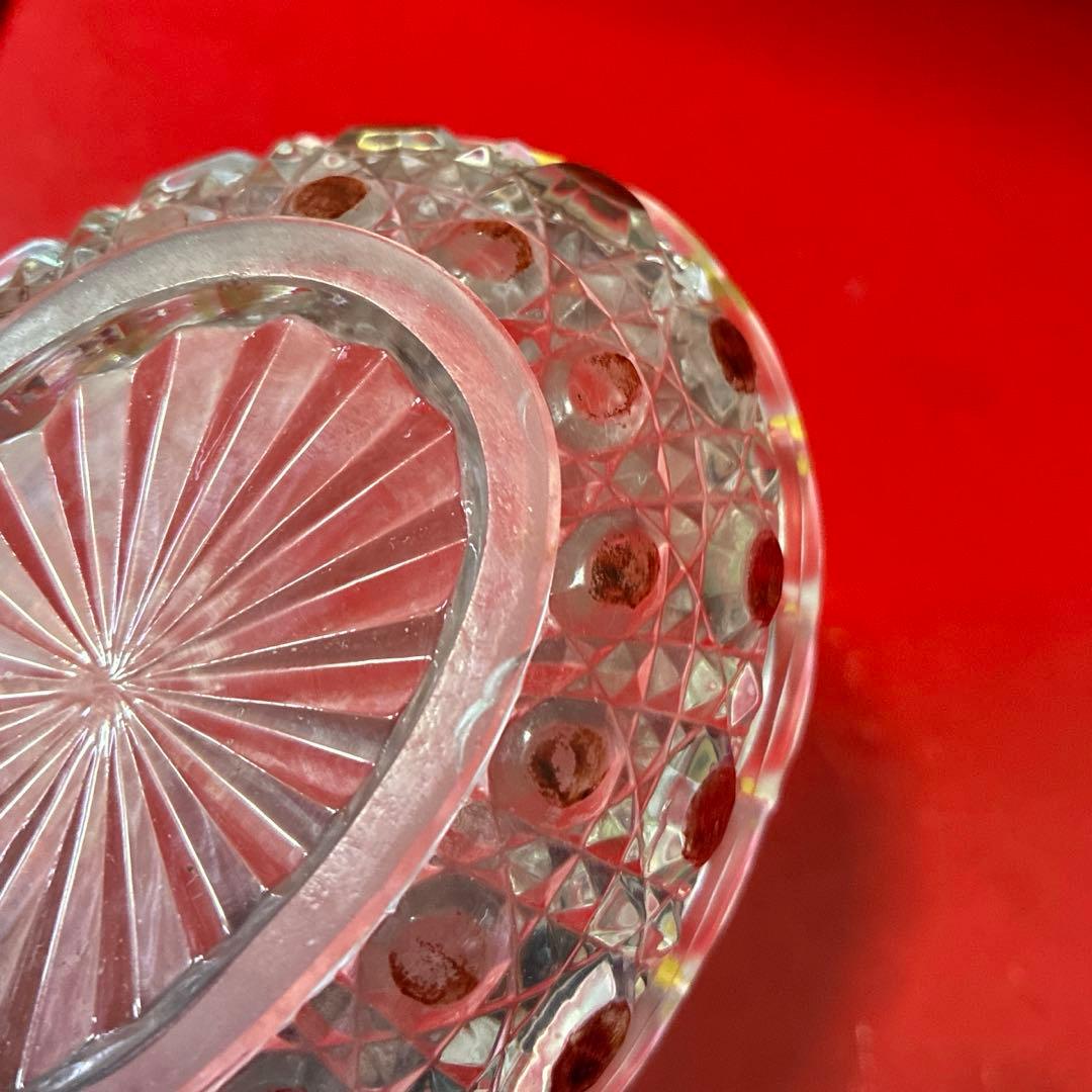 バカラ　ディアマンピエーリー　ワインレッド装飾　小皿　物入れ　オールドバカラ