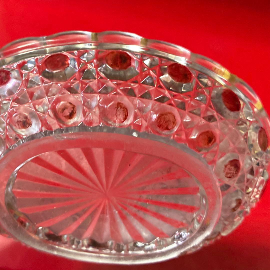 バカラ　ディアマンピエーリー　ワインレッド装飾　小皿　物入れ　オールドバカラ