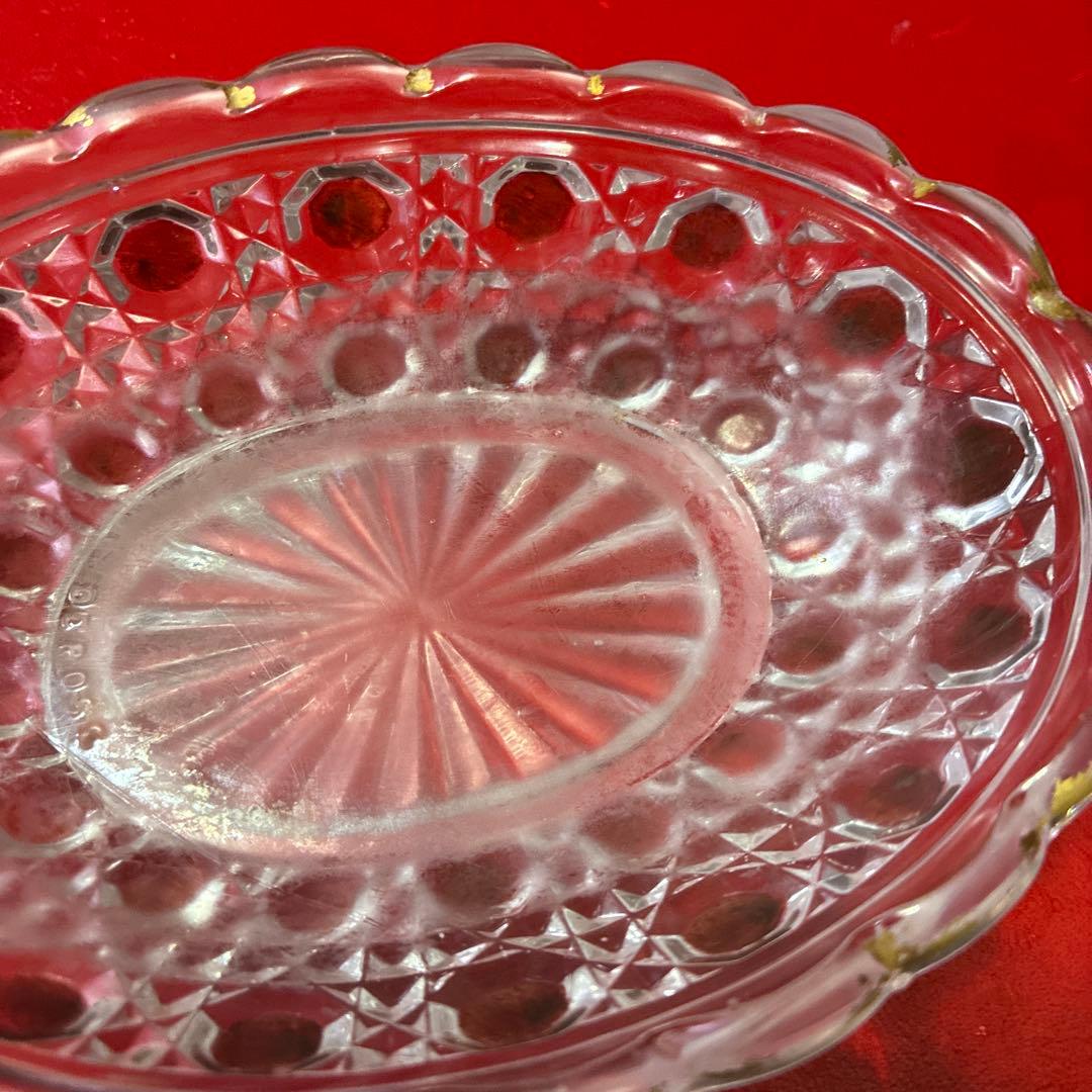 バカラ　ディアマンピエーリー　ワインレッド装飾　小皿　物入れ　オールドバカラ