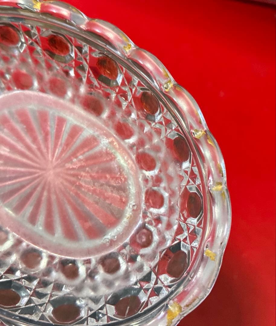 バカラ　ディアマンピエーリー　ワインレッド装飾　小皿　物入れ　オールドバカラ