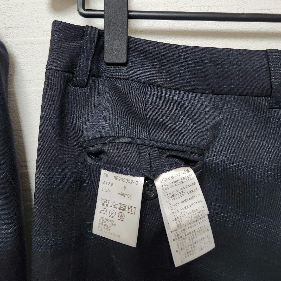 エヌライン　レディース　パンツスーツ　セットアップ　濃紺　チェック　大きいサイズ