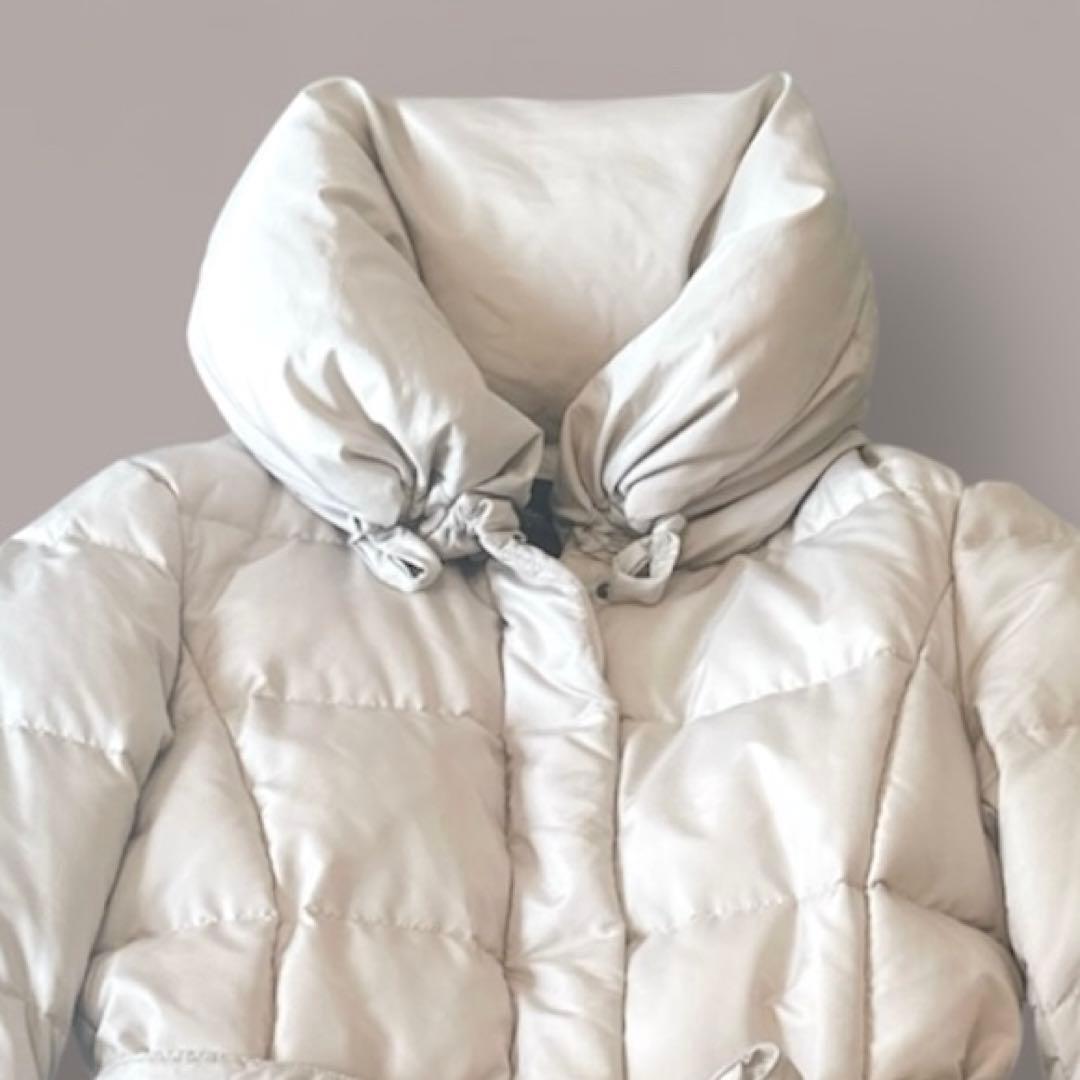 極美品 MAX MARA ベルテッド ロング ダウンコート アイボリー40