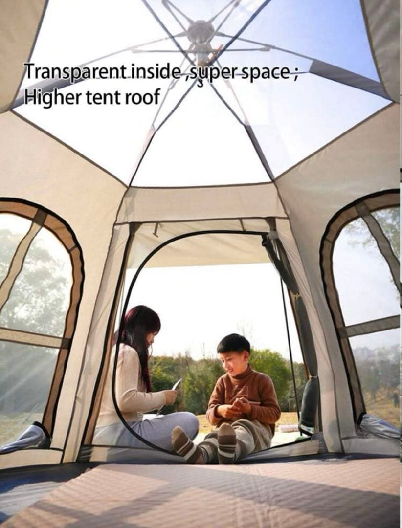 キャンプ用アウトドアテント、3-5人用、 組み立て不要、日射しや風に強く