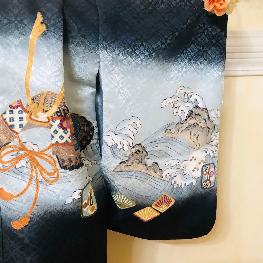 七五三 五歳‼️薄Blue×BLACK兜金彩煌びやか❤️完全フルセット‼️家から揃え無