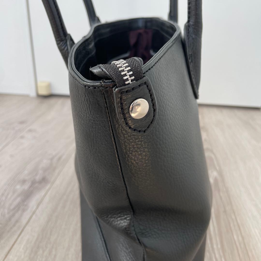 【美品】JOYA 本革 シボ革 レザートート ブラック ビジネス A4収納可