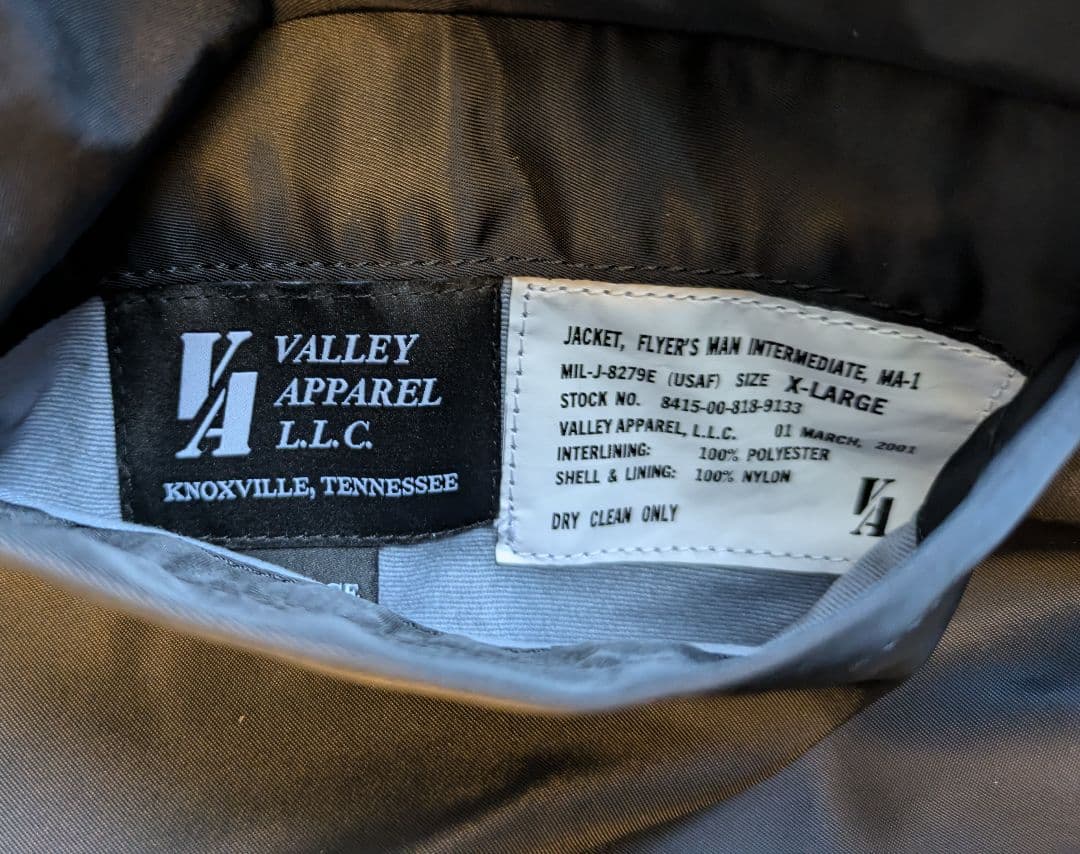 Valley Apparel バレイアパレル MA-1 ブラックXL 美品