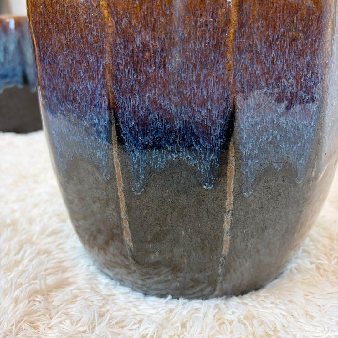 海鼠釉 火鉢 植木鉢 睡蓮鉢 メダカ鉢 鉢カバー 昭和レトロ アンティーク 陶器