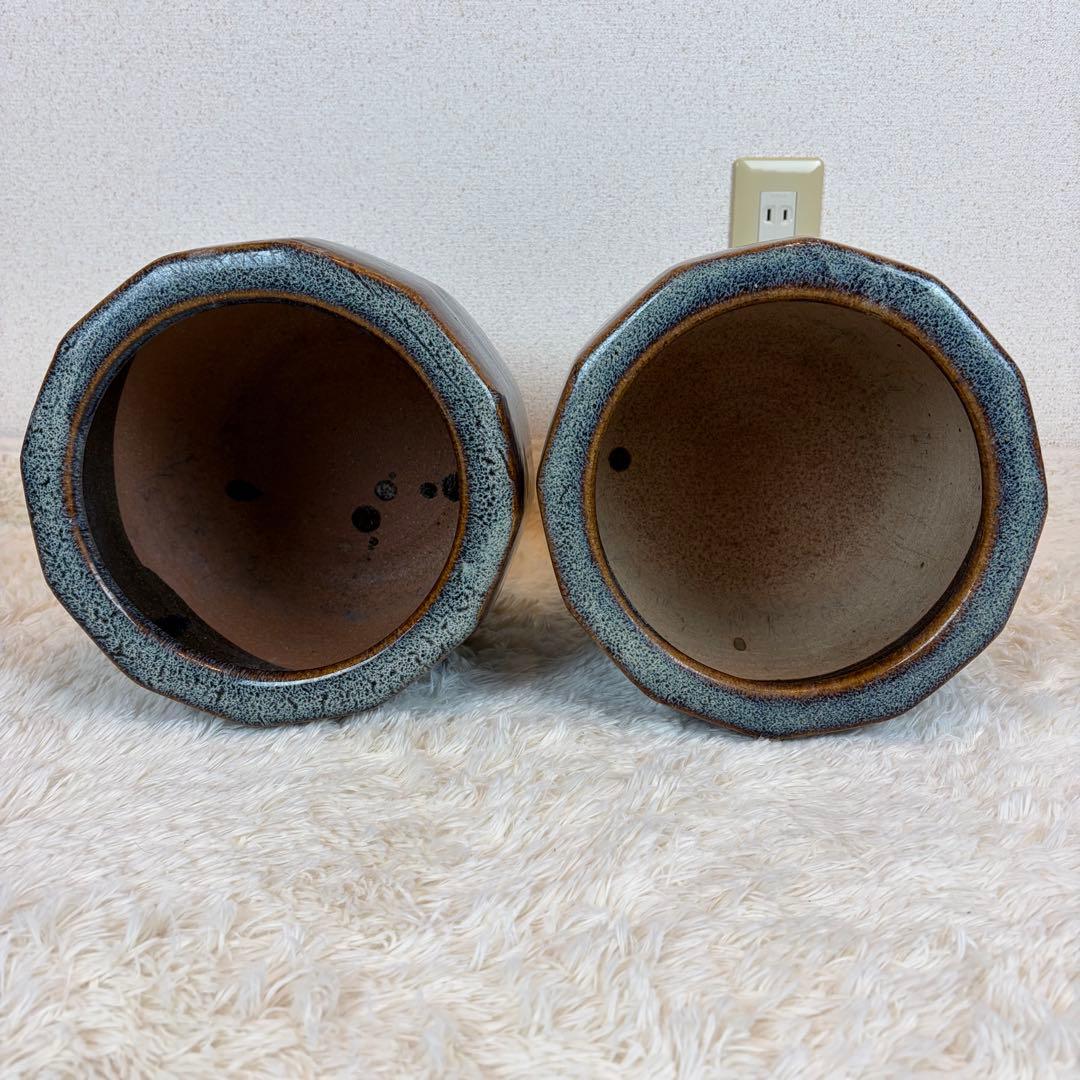 海鼠釉 火鉢 植木鉢 睡蓮鉢 メダカ鉢 鉢カバー 昭和レトロ アンティーク 陶器