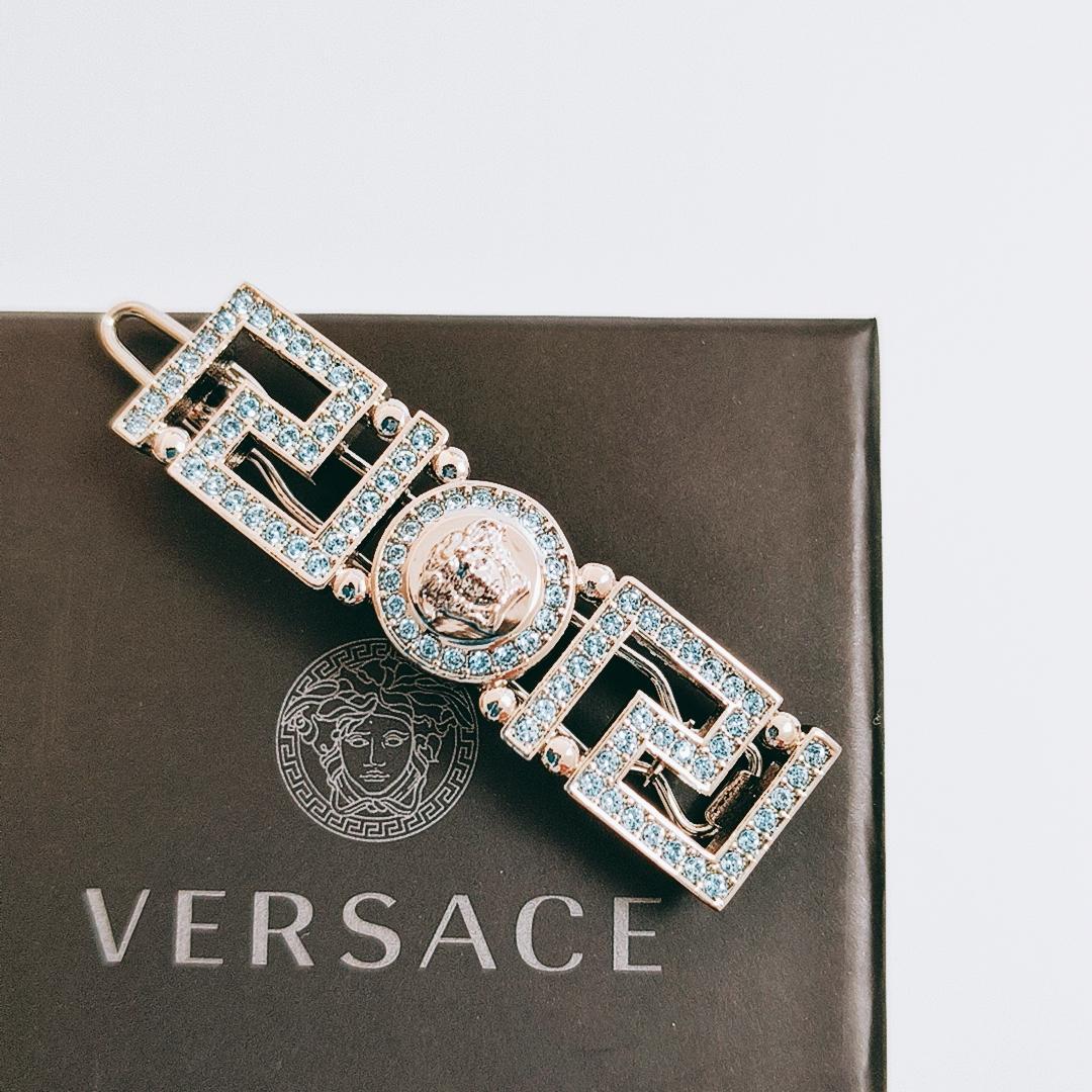 【新品未使用】VERSACE クリスタルヘアクリップ グレカ メデューサ