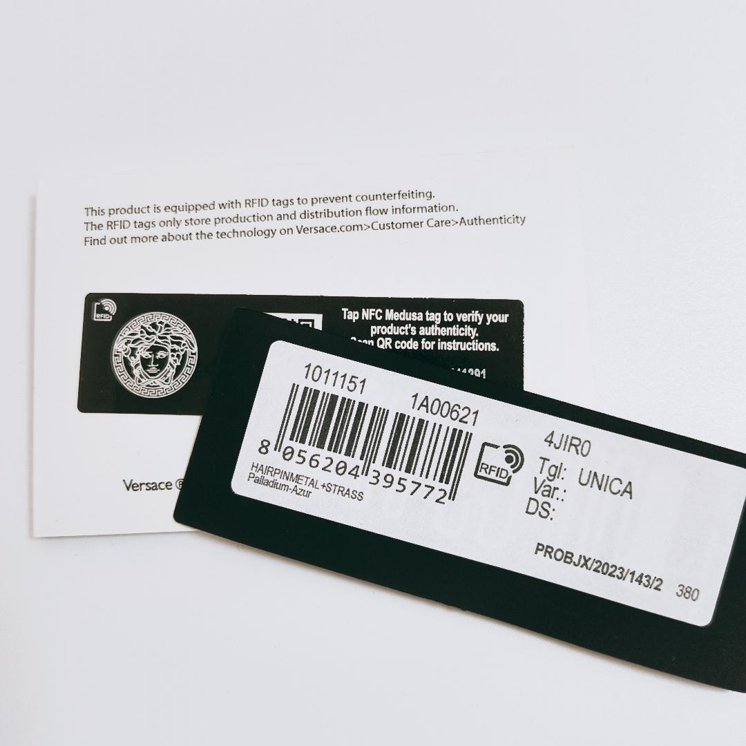 【新品未使用】VERSACE クリスタルヘアクリップ グレカ メデューサ