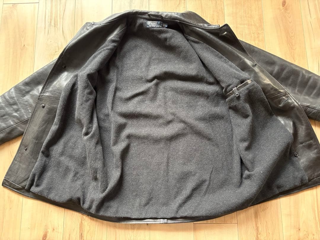 【希少Sサイズ】 90sラルフローレン レザーカーコート ビンテージ ブラック黒