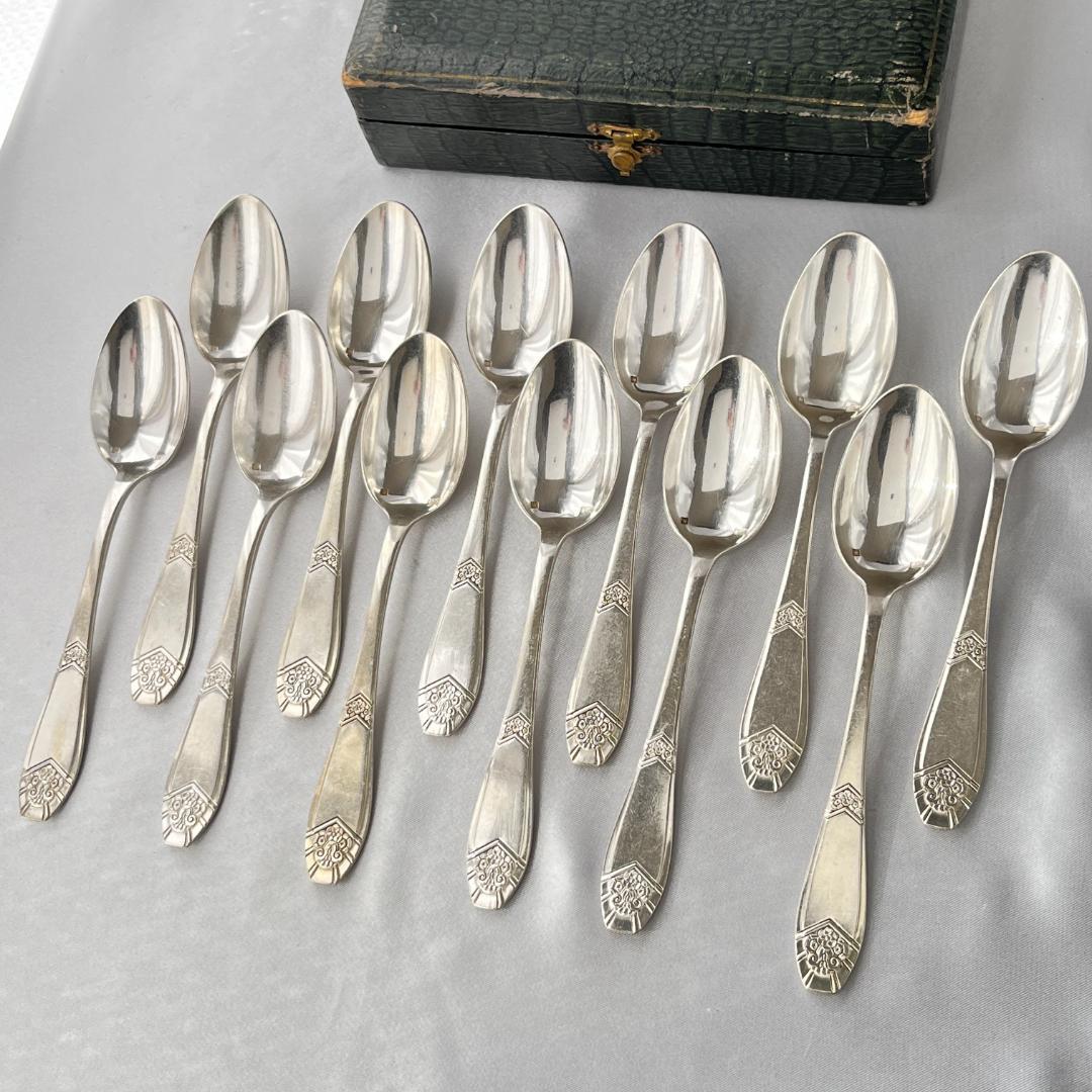【仏蘭西】 アールデコ コーヒースプーン 12本 14.5cm ケース