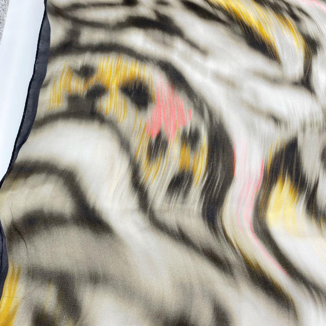 FENDI フェンディ　シフォン　ヒョウ柄　動物柄ストール シルク100%