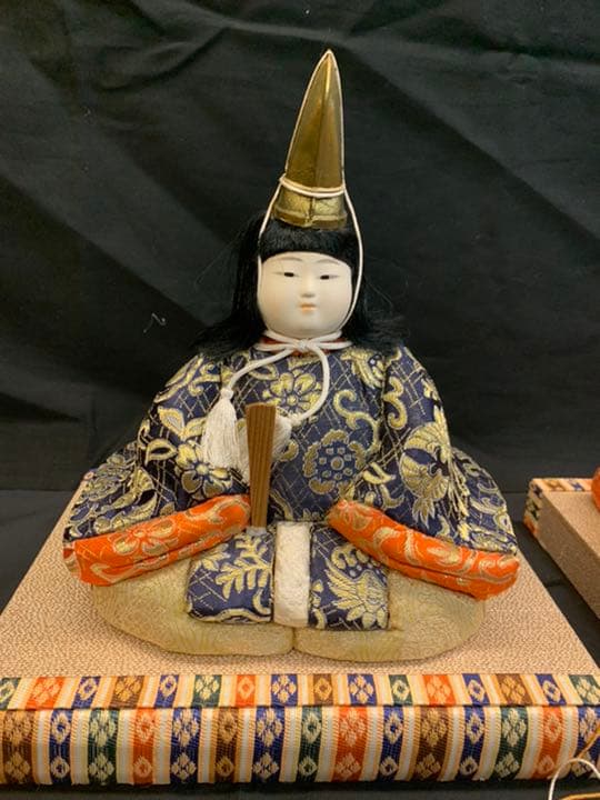 木目込み人形　15人揃い 25号 紺地 金彩 金花