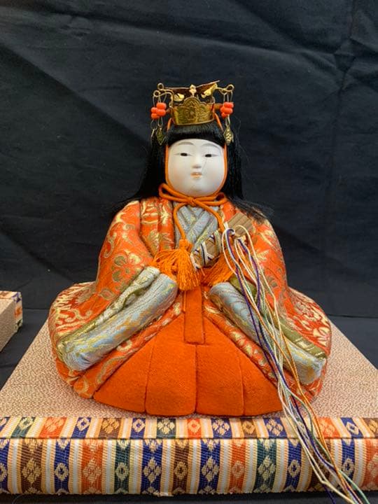 木目込み人形　15人揃い 25号 紺地 金彩 金花