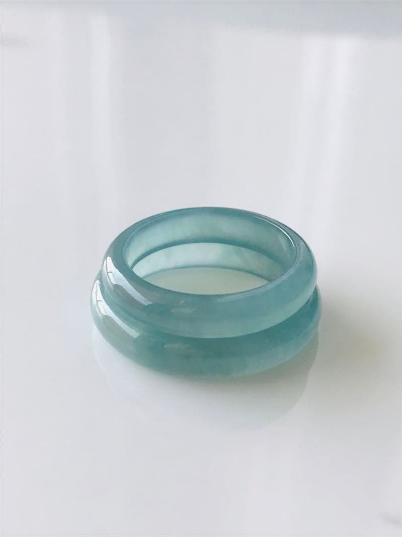 [R100-001&002］ 翡翠　くりぬきリング　グアテマラ産　9号&16号