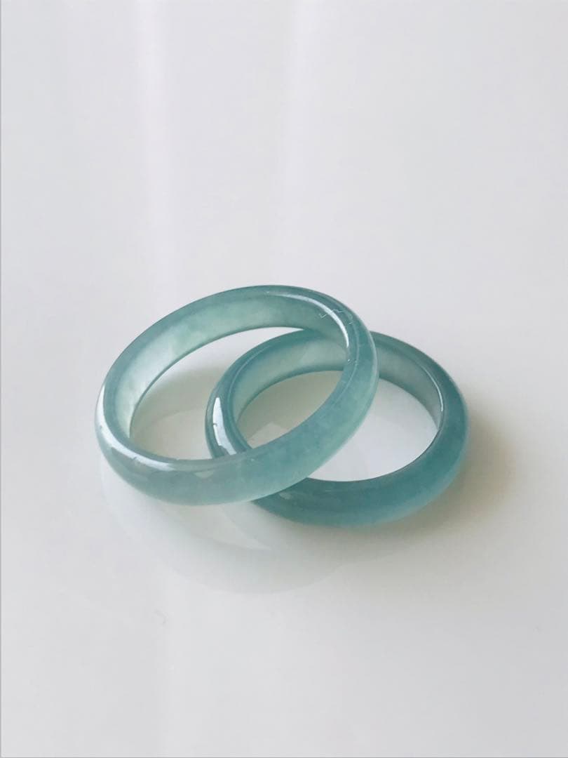 [R100-001&002］ 翡翠　くりぬきリング　グアテマラ産　9号&16号