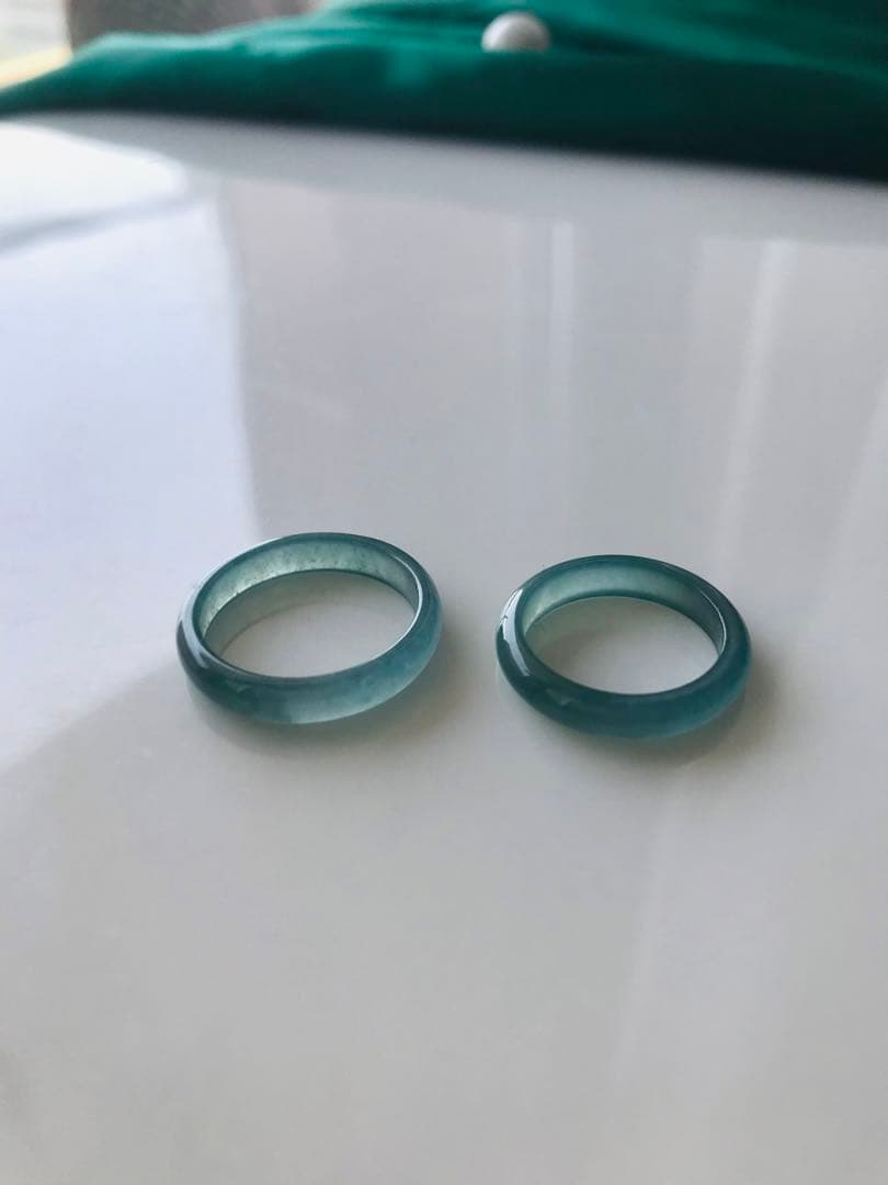 [R100-001&002］ 翡翠　くりぬきリング　グアテマラ産　9号&16号