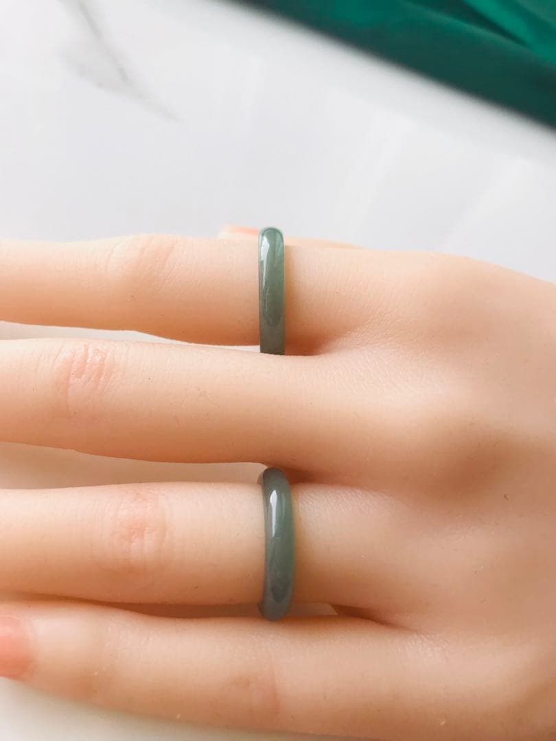 [R100-001&002］ 翡翠　くりぬきリング　グアテマラ産　9号&16号