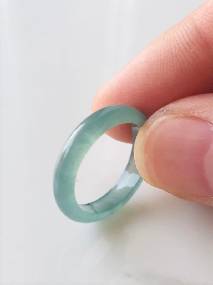 [R100-001&002］ 翡翠　くりぬきリング　グアテマラ産　9号&16号