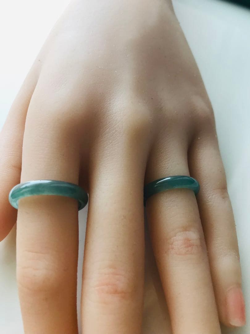 [R100-001&002］ 翡翠　くりぬきリング　グアテマラ産　9号&16号