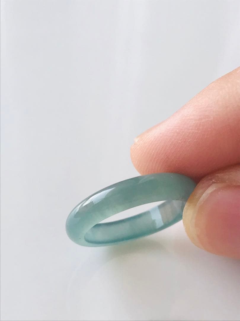 [R100-001&002］ 翡翠　くりぬきリング　グアテマラ産　9号&16号