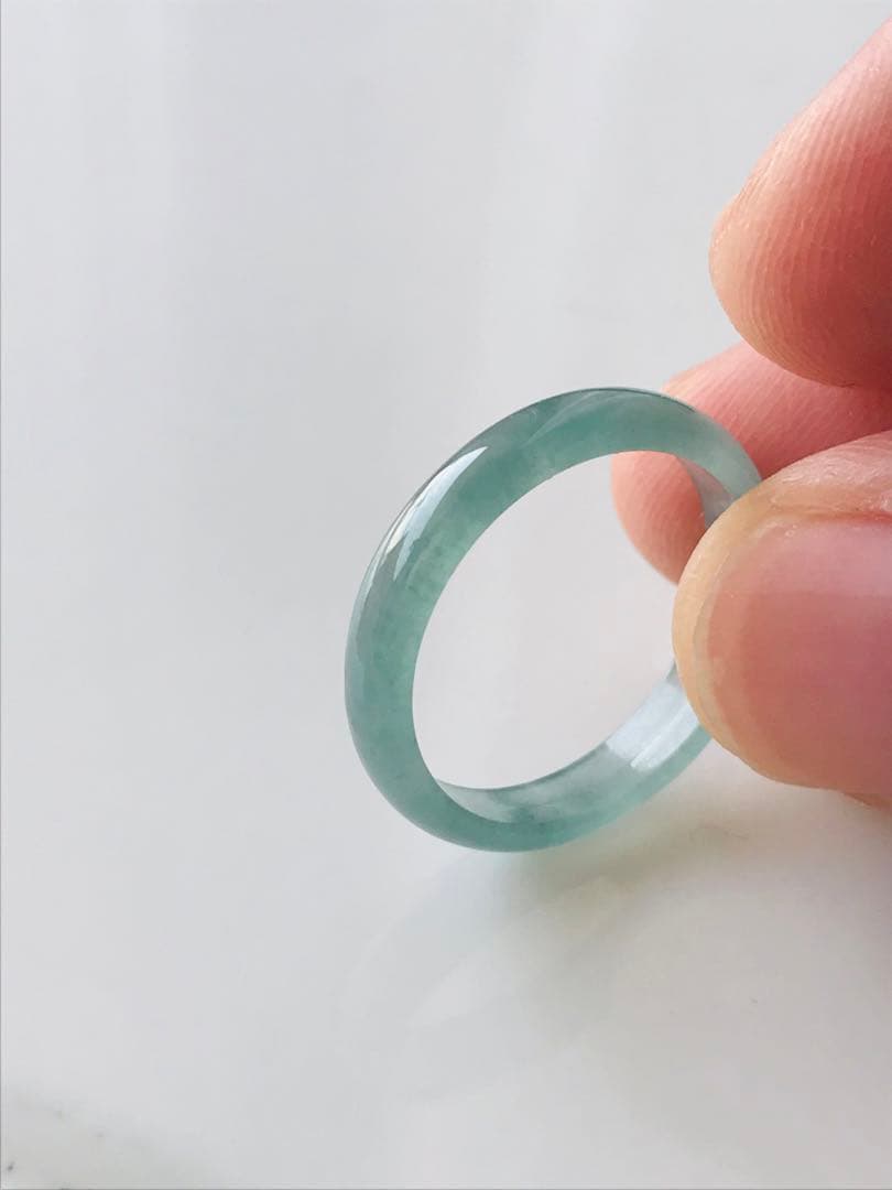 [R100-001&002］ 翡翠　くりぬきリング　グアテマラ産　9号&16号