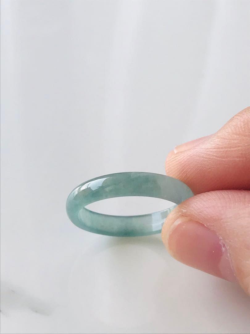 [R100-001&002］ 翡翠　くりぬきリング　グアテマラ産　9号&16号
